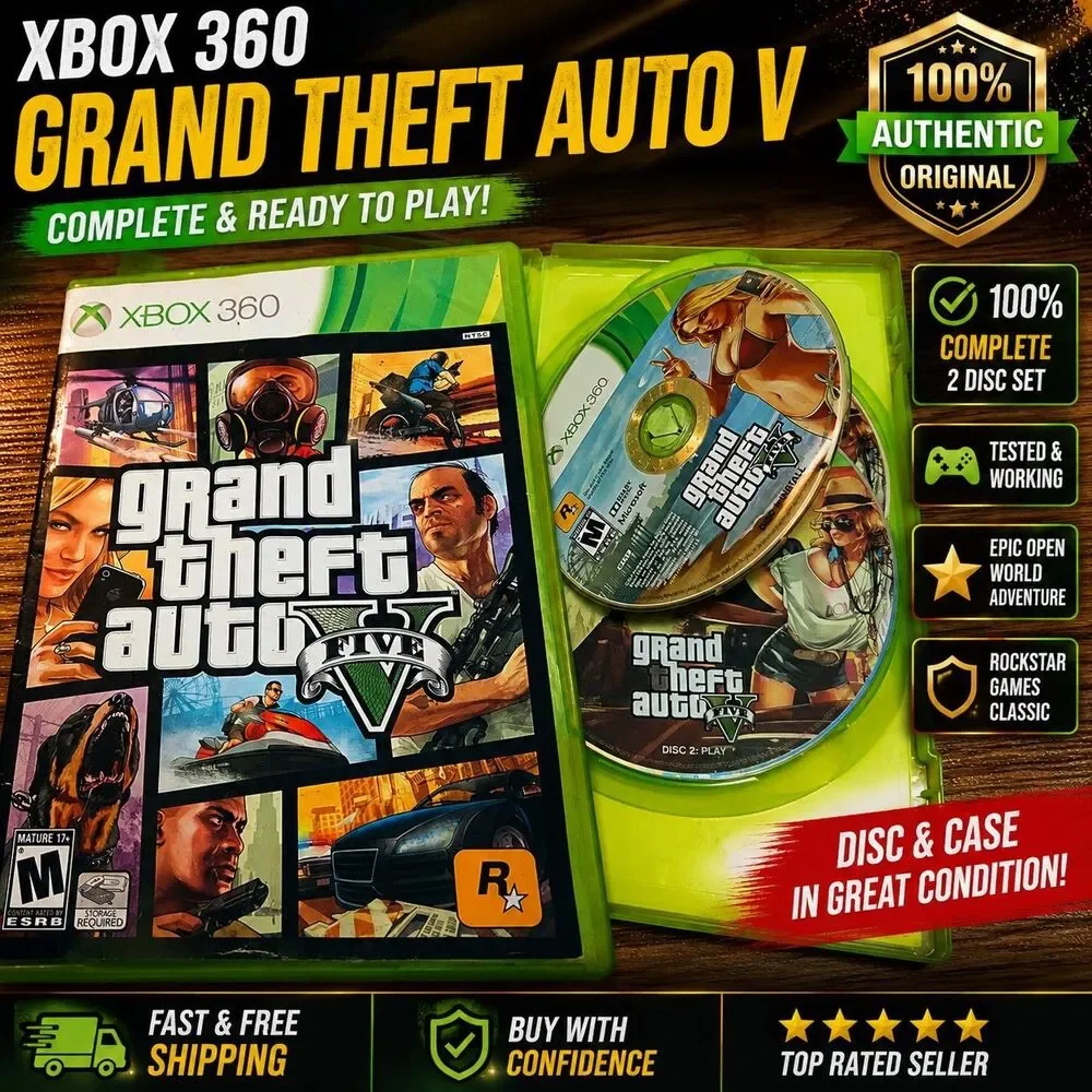 Grand Theft Auto V GTA 5 Microsoft Xbox 360 Complete CIB 2 Disc Tested